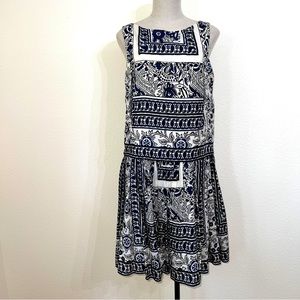 089 Anna Sui from Spring 2007 runway. Scarf Print Drop Waist Dress Size 12